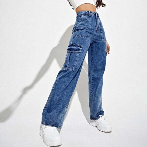 River High Waisted Flap Pocket Cargo Jeans - Picture 8 of 8